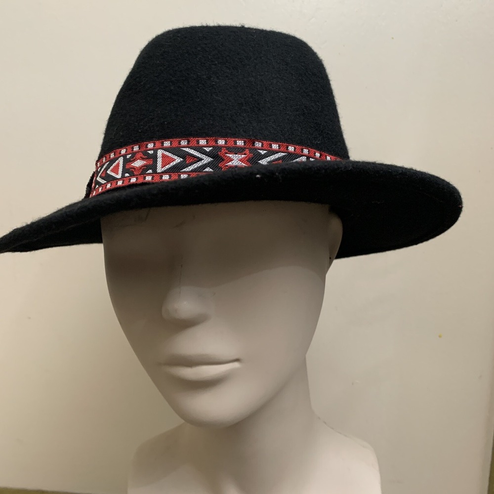 Wool Hat Women's Unisex Black Red Hat One Size boho spring cottage core festival